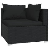 9 Piece Garden Lounge Set with Cushions Poly Rattan Black