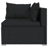9 Piece Garden Lounge Set with Cushions Poly Rattan Black