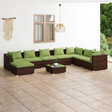9 Piece Garden Lounge Set with Cushions Poly Rattan Brown