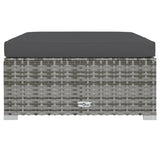 9 Piece Garden Lounge Set with Cushions Poly Rattan Grey - Low Angle