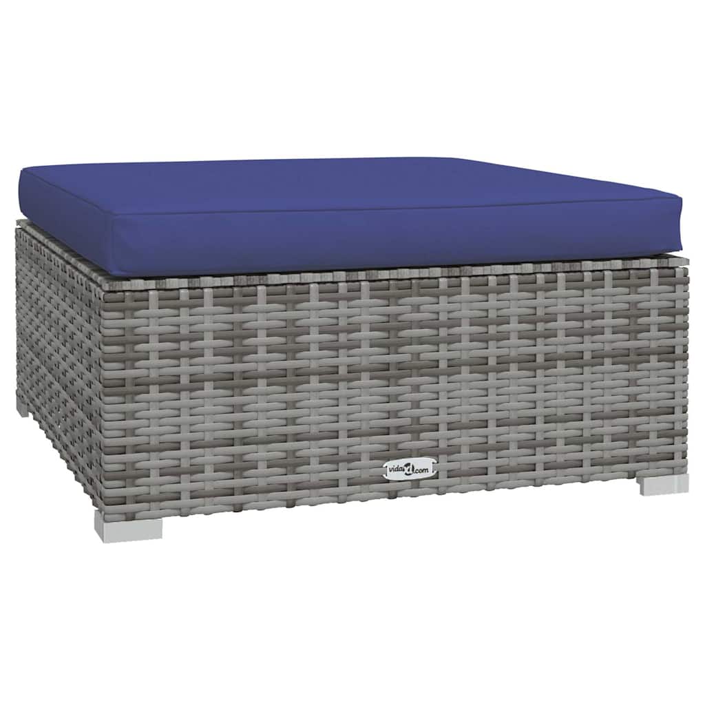9 Piece Garden Lounge Set with Cushions Poly Rattan Grey