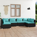 6 Piece Garden Lounge Set with Cushions Poly Rattan Black