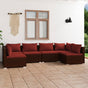 6 Piece Garden Lounge Set with Cushions Poly Rattan Brown