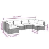 6 Piece Garden Lounge Set with Cushions Poly Rattan Brown