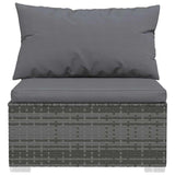6 Piece Garden Lounge Set with Cushions Poly Rattan Grey - Rear View