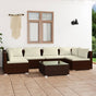 7 Piece Garden Lounge Set with Cushions Poly Rattan Brown