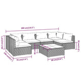 7 Piece Garden Lounge Set with Cushions Poly Rattan Grey - Extra Image