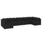7 Piece Garden Lounge Set with Cushions Poly Rattan Black