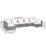 7 Piece Garden Lounge Set with Cushions Poly Rattan Brown - Close-Up Angle
