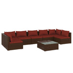 8 Piece Garden Lounge Set with Cushions Poly Rattan Brown