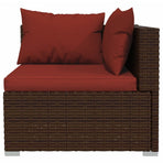 8 Piece Garden Lounge Set with Cushions Poly Rattan Brown