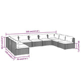 9 Piece Garden Lounge Set with Cushions Poly Rattan Black - Close-Up Angle