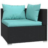 9 Piece Garden Lounge Set with Cushions Poly Rattan Black - Side View