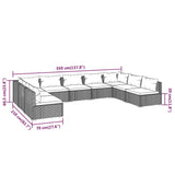 9 Piece Garden Lounge Set with Cushions Poly Rattan Brown - Close-Up Angle
