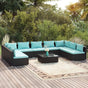 10 Piece Garden Lounge Set with Cushions Poly Rattan Black