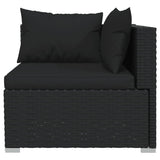 10 Piece Garden Lounge Set with Cushions Poly Rattan Black - Side View