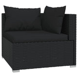 10 Piece Garden Lounge Set with Cushions Poly Rattan Black
