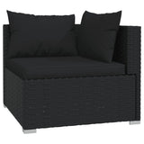 10 Piece Garden Lounge Set with Cushions Poly Rattan Black - Top-Down View