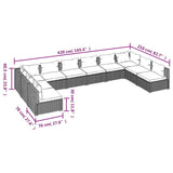 10 Piece Garden Lounge Set with Cushions Poly Rattan Grey - Close-Up Angle