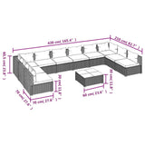11 Piece Garden Lounge Set with Cushions Poly Rattan Black