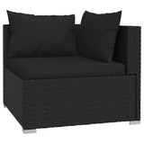 11 Piece Garden Lounge Set with Cushions Poly Rattan Black
