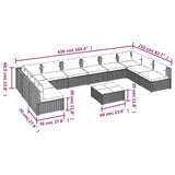 11 Piece Garden Lounge Set with Cushions Poly Rattan Black