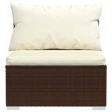 11 Piece Garden Lounge Set with Cushions Poly Rattan Brown - 45-Degree Angle