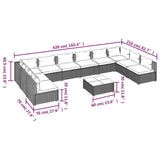 11 Piece Garden Lounge Set with Cushions Poly Rattan Brown