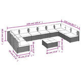 11 Piece Garden Lounge Set with Cushions Poly Rattan Grey - Extra Image