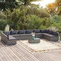 11 Piece Garden Lounge Set with Cushions Poly Rattan Grey