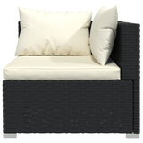 6 Piece Garden Lounge Set with Cushions Poly Rattan Black - Side View