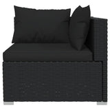 6 Piece Garden Lounge Set with Cushions Poly Rattan Black - Side View