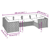 6 Piece Garden Lounge Set with Cushions Poly Rattan Grey - Close-Up Angle