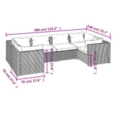 6 Piece Garden Lounge Set with Cushions Poly Rattan Grey - Close-Up Angle