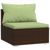 7 Piece Garden Lounge Set with Cushions Poly Rattan Brown - Rear View