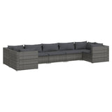 7 Piece Garden Lounge Set with Cushions Poly Rattan Grey