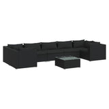 8 Piece Garden Lounge Set with Cushions Poly Rattan Black