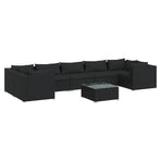 8 Piece Garden Lounge Set with Cushions Poly Rattan Black