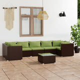 8 Piece Garden Lounge Set with Cushions Poly Rattan Brown