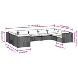 9 Piece Garden Lounge Set with Cushions Poly Rattan Black