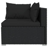 9 Piece Garden Lounge Set with Cushions Poly Rattan Black - Rear View