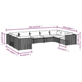 9 Piece Garden Lounge Set with Cushions Poly Rattan Brown - Close-Up Angle