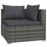 9 Piece Garden Lounge Set with Cushions Poly Rattan Grey - 45-Degree Angle