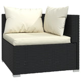 10 Piece Garden Lounge Set with Cushions Poly Rattan Black - Side View