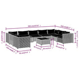 10 Piece Garden Lounge Set with Cushions Poly Rattan Black - Extra Image