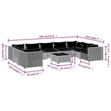 10 Piece Garden Lounge Set with Cushions Poly Rattan Grey - Extra Image