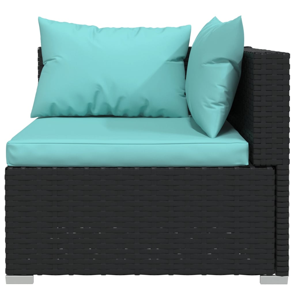 10 Piece Garden Lounge Set with Cushions Poly Rattan Black