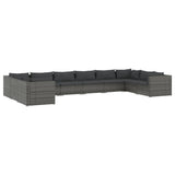 10 Piece Garden Lounge Set with Cushions Poly Rattan Grey