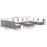 11 Piece Garden Lounge Set with Cushions Poly Rattan Grey - Extra Image