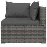 9 Piece Garden Lounge Set with Cushions Grey Poly Rattan - Rear View